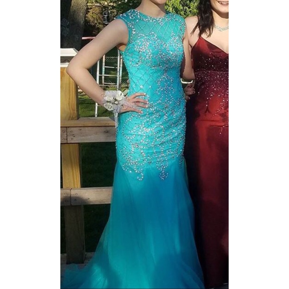 Light Blue Mermaid Prom Dress